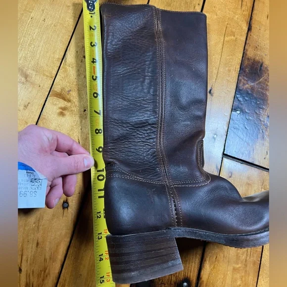 Vintage Frye Campus 14L Boots Women 6 M Brown Distressed Square Toe Western - Picture 9 of 9
